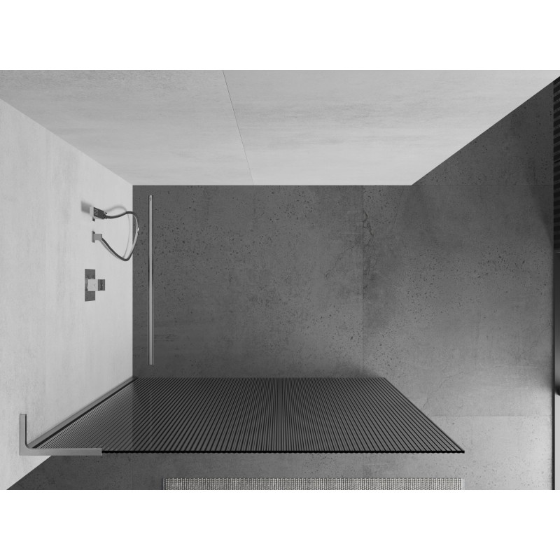 Mexen Kioto L paroi de douche Walk-in 70 x 200 cm, rayures, chrome - 800-070-103-01-09