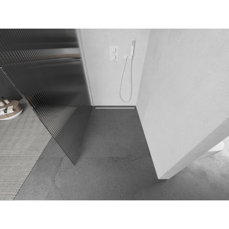 Mexen Kioto L paroi de douche Walk-in 120 x 200 cm, strié, blanche - 800-120-103-20-09