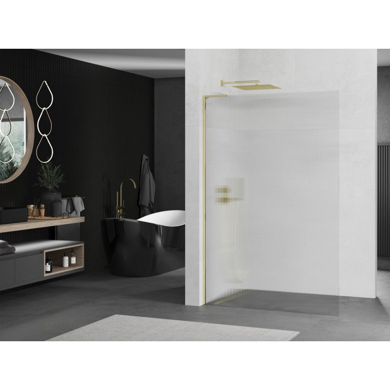 Mexen Kioto L paroi de douche Walk-in 110 x 200 cm, rayures, or - 800-110-103-50-09