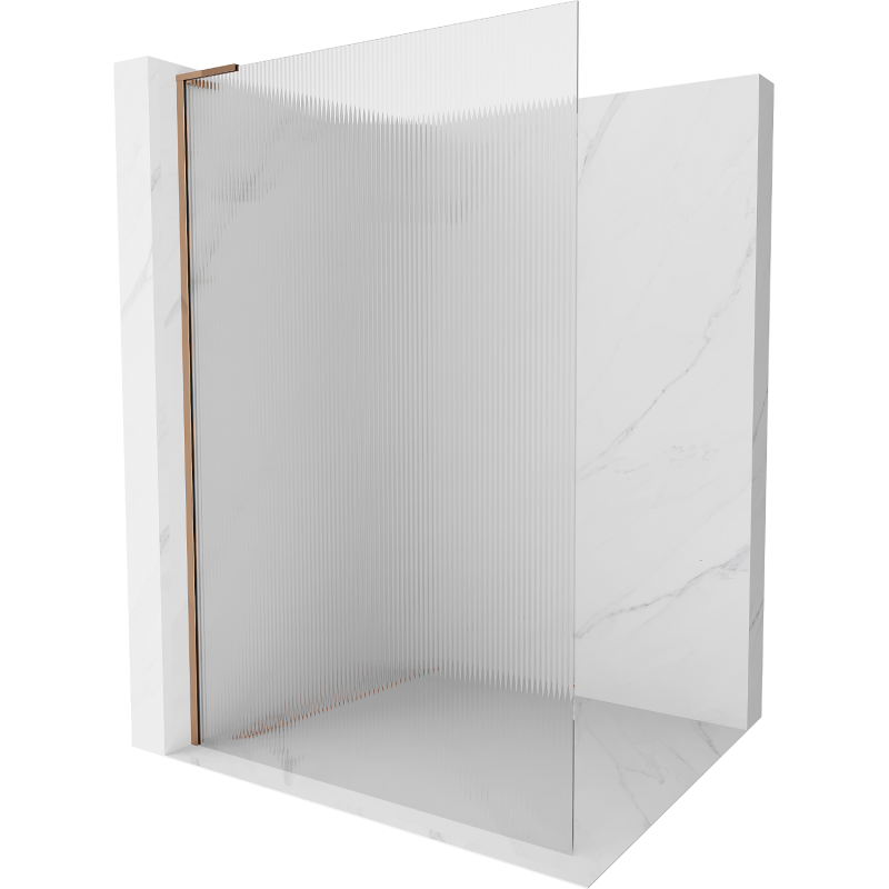 Mexen Kioto L paroi de douche Walk-in 120 x 200 cm, rayures, or rose - 800-120-103-60-09