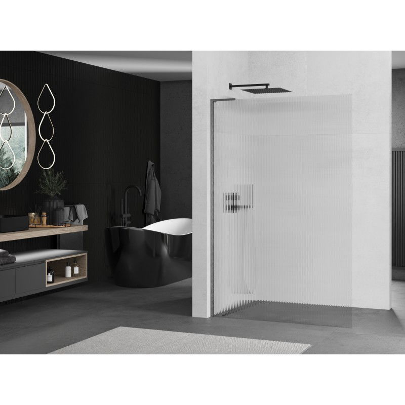 Mexen Kioto L paroi de douche Walk-in 70 x 200 cm, rayures, gris canon brossé - 800-070-103-66-09