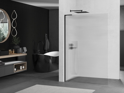 Mexen Kioto L paroi de douche Walk-in 80 x 200 cm, stries, noir - 800-080-103-70-09