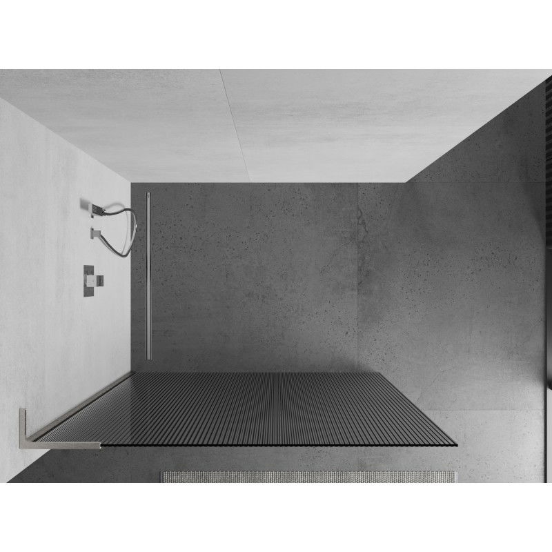 Mexen Kioto L paroi de douche Walk-in 90 x 200 cm, rainures, nickel brossé - 800-090-103-97-09