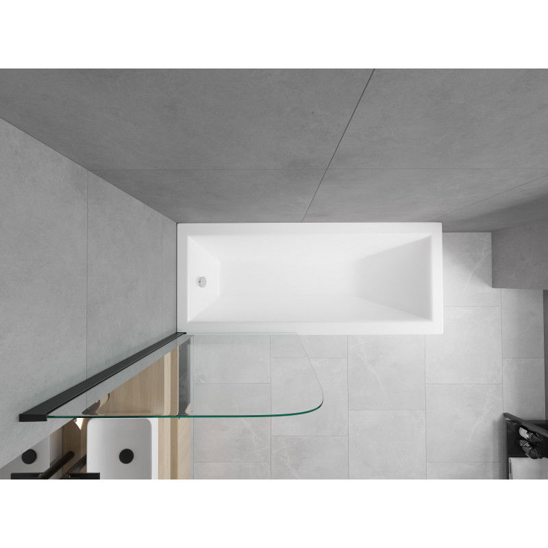 Mexen Cubik baignoire rectangulaire 170 x 70 cm avec habillage et paroi de douche à 1 panneau 70 cm, transparent, noir
