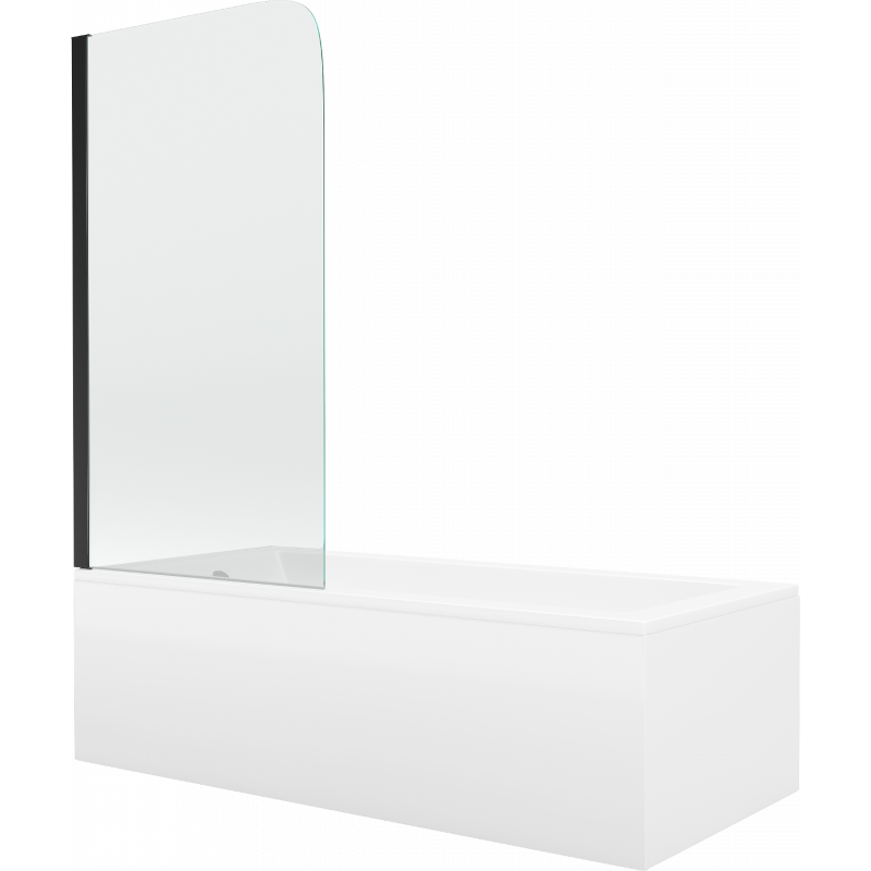 Mexen Cubik baignoire rectangulaire 170 x 70 cm avec habillage et paroi 1-volet 70 cm, transparent, noir - 550317070X9007017000