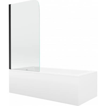 Mexen Cubik baignoire rectangulaire 170 x 70 cm avec habillage et paroi de douche à 1 panneau 70 cm, transparent, noir