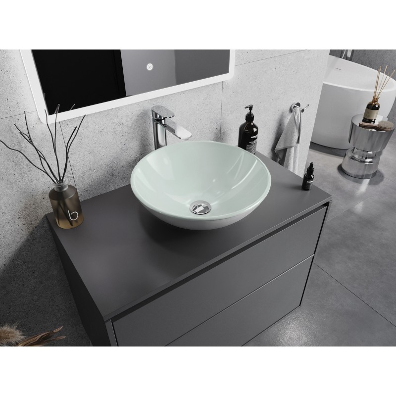 Mexen Mira lavabo en verre sur plan 42 x 42 cm, blanc - 24124230