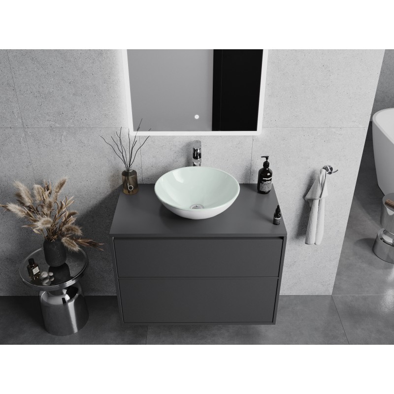 Mexen Mira lavabo en verre sur plan 42 x 42 cm, blanc - 24124230