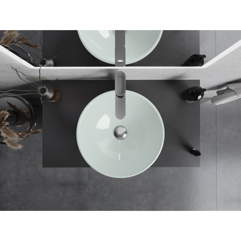 Mexen Mira lavabo en verre sur plan 42 x 42 cm, blanc - 24124230
