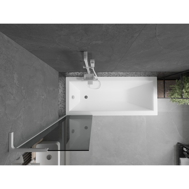 Mexen Next L paroi de baignoire 1-volet 50 x 150 cm, graphite, blanc - 895-050-000-03-40-20