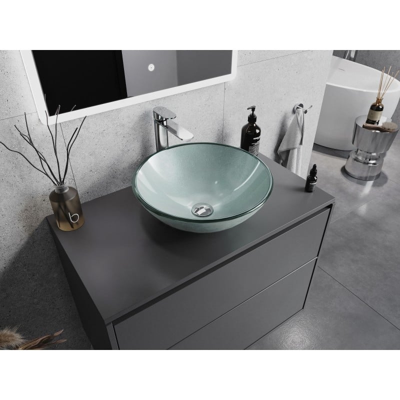 Mexen Mira lavabo de comptoir en verre 42 x 42 cm, argent - 24124211