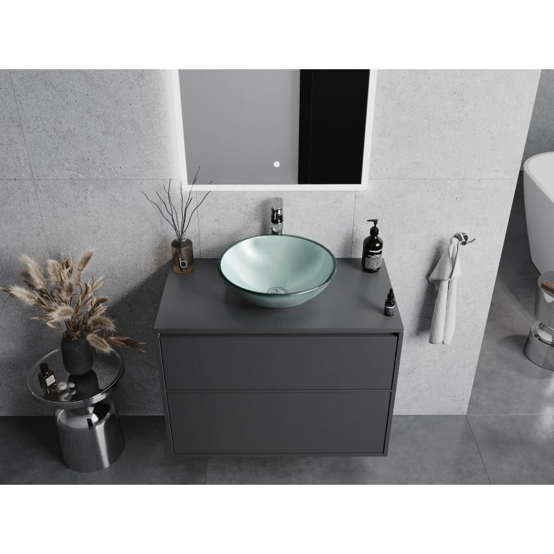 Mexen Mira lavabo de comptoir en verre 42 x 42 cm, argent - 24124211