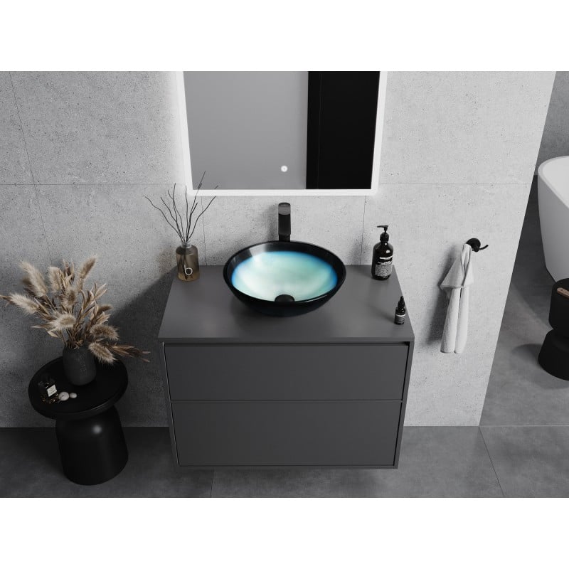 Mexen Mira lavabo en verre à poser 42 x 42 cm, bleu - 24124247