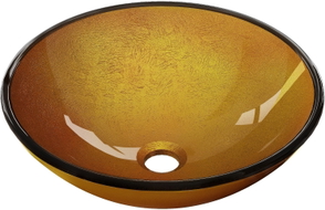 Mexen Mira vasque à poser en verre 42 x 42 cm, dorée - 24124250