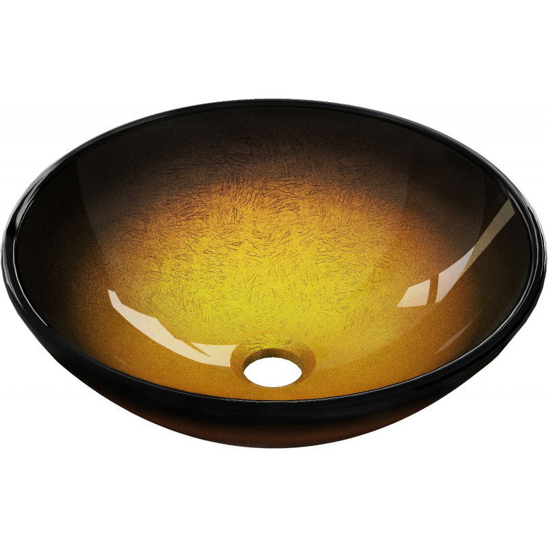 Mexen Mira lavabo en verre sur plan 42 x 42 cm, or foncé - 24124251