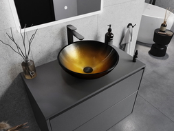 Mexen Mira lavabo en verre sur plan 42 x 42 cm, or foncé - 24124251