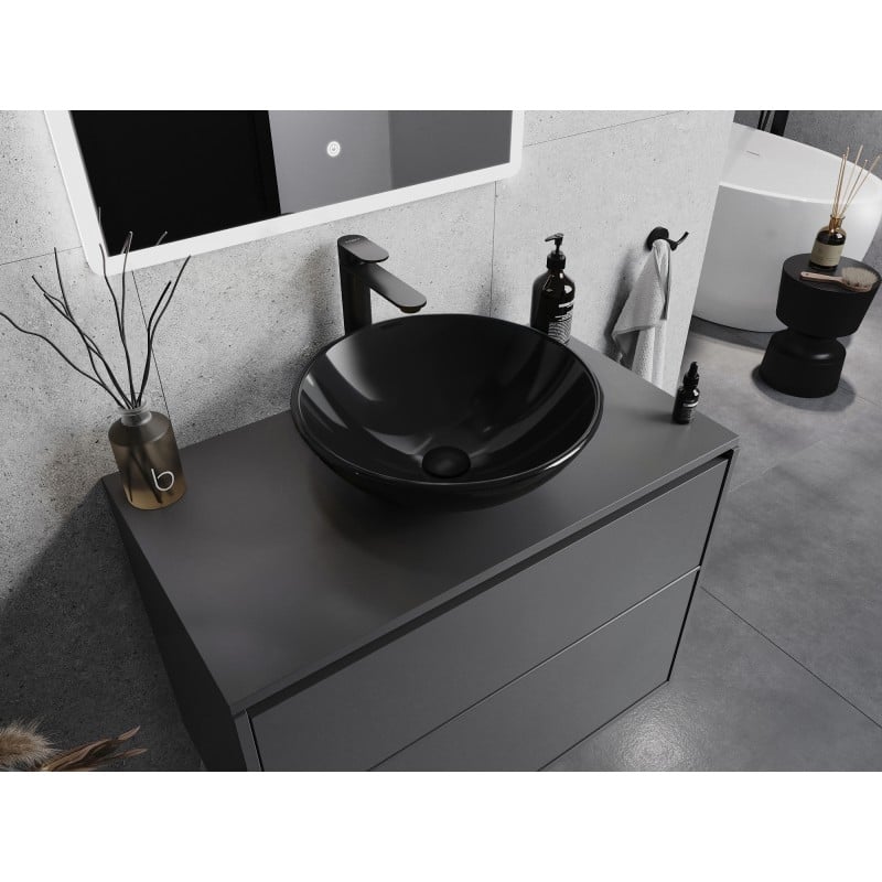 Mexen Mira lavabo en verre à poser 42 x 42 cm, noir - 24124270