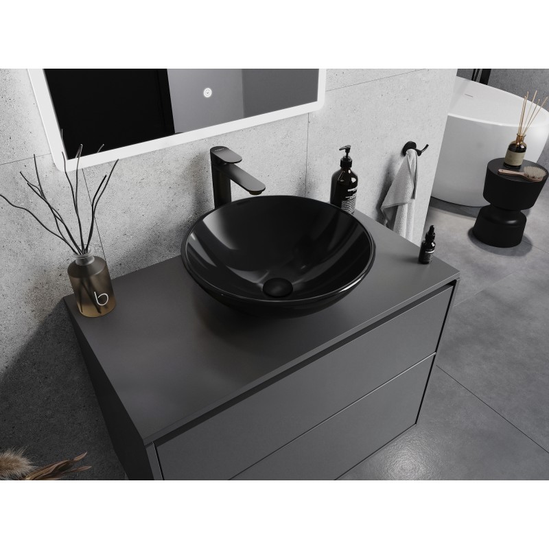Mexen Mira vasque à poser en verre 42 x 42 cm, noir - 24124270