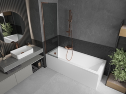 Mexen Next L pare-douche de baignoire 1-volet 50 x 150 cm, graphite, or rose - 895-050-000-03-40-60
