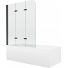Mexen Cubik baignoire rectangulaire 170 x 70 cm avec tablier et paroi de douche à 3 volets 120 cm, transparent, noir