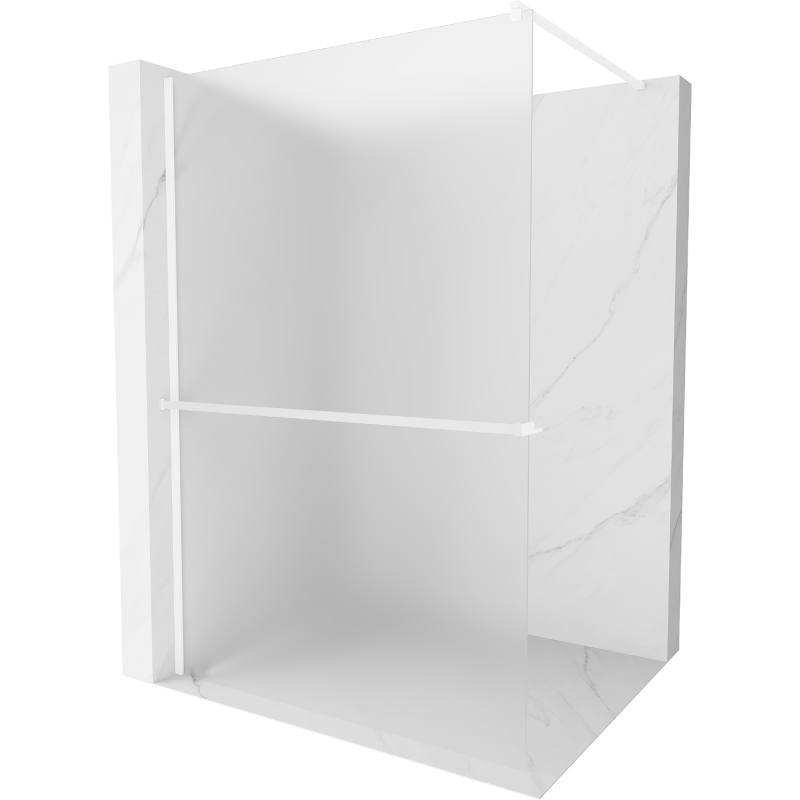 Mexen Kioto+ paroi de douche avec étagère Walk-in 100 x 200 cm, givré, blanc - 800-100-121-20-30