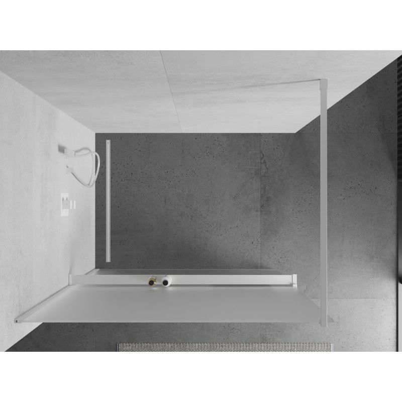 Mexen Kioto+ paroi de douche avec étagère Walk-in 130 x 200 cm, givrée, blanche - 800-130-121-20-30