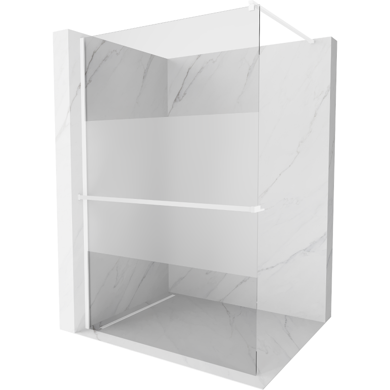 Mexen Kioto+ paroi de douche avec étagère Walk-in 70 x 200 cm, transparent/soyeux, blanc - 800-070-121-20-35
