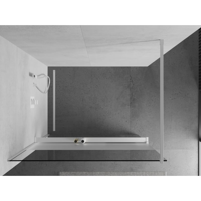 Mexen Kioto+ paroi de douche avec étagère Walk-in 100 x 200 cm, transparent/givre, blanc - 800-100-121-20-35