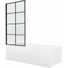 Mexen Cubik baignoire rectangulaire 170 x 70 cm avec habillage et paroi de douche à 1 volet 70 cm, motif noir fixe