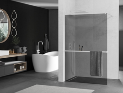 Mexen Kioto+ paroi de douche avec étagère Walk-in 110 x 200 cm, graphite, blanche - 800-110-121-20-40