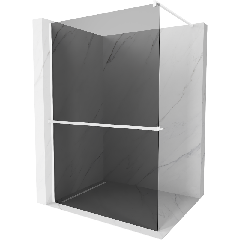 Mexen Kioto+ paroi de douche avec étagère Walk-in 110 x 200 cm, graphite, blanche - 800-110-121-20-40