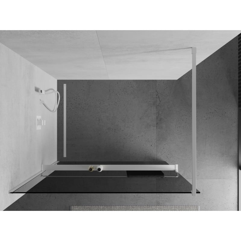 Mexen Kioto+ paroi de douche avec étagère Walk-in 140 x 200 cm, graphite, blanc - 800-140-121-20-40