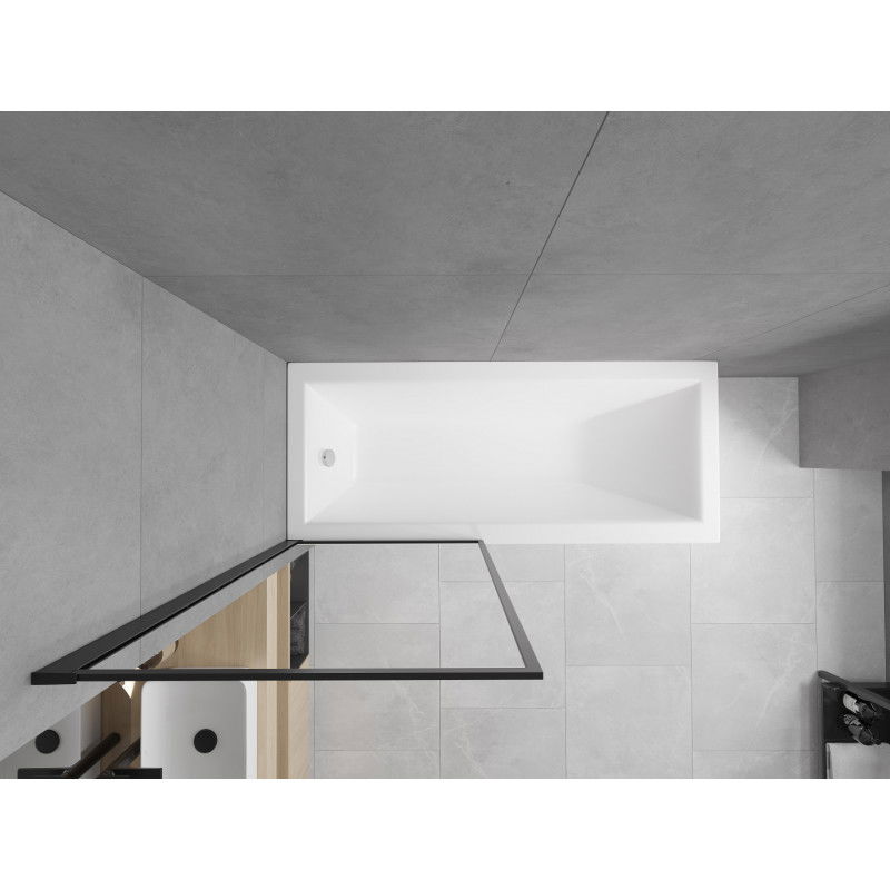 Mexen Cubik baignoire rectangulaire 170 x 70 cm avec tablier et paroi de douche 1-volet 70 cm, motif noir - 550317070X9307017070