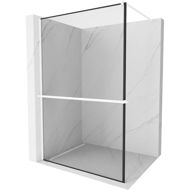 Mexen Kioto+ paroi de douche avec étagère Walk-in 90 x 200 cm, motif noir, blanc - 800-090-121-20-70