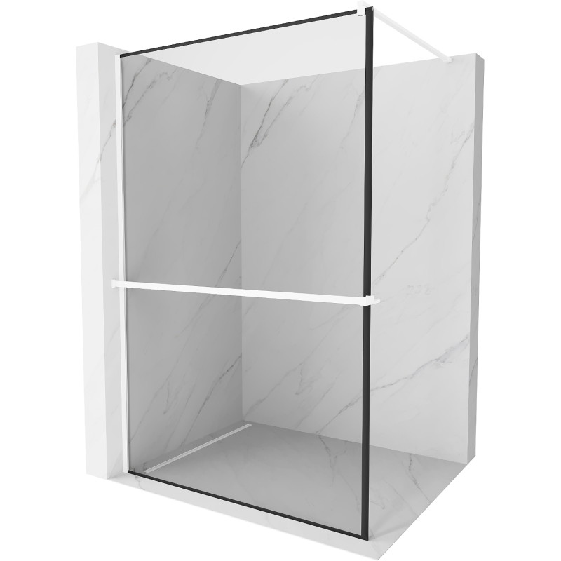 Mexen Kioto+ paroi de douche avec étagère Walk-in 100 x 200 cm, cadre noir, blanc - 800-100-121-20-70