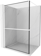 Kioto+ paroi de douche avec étagère Walk-in 120 x 200 cm, motif noir, blanc - 800-120-121-20-70