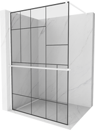 Mexen Kioto+ paroi de douche avec étagère Walk-in 80 x 200 cm, motif noir, blanc - 800-080-121-20-78