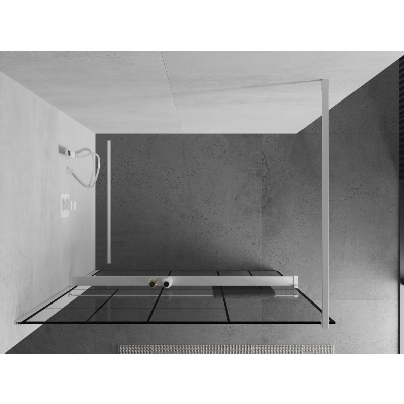 Mexen Kioto+ paroi de douche avec étagère Walk-in 110 x 200 cm, motif noir, blanc - 800-110-121-20-78