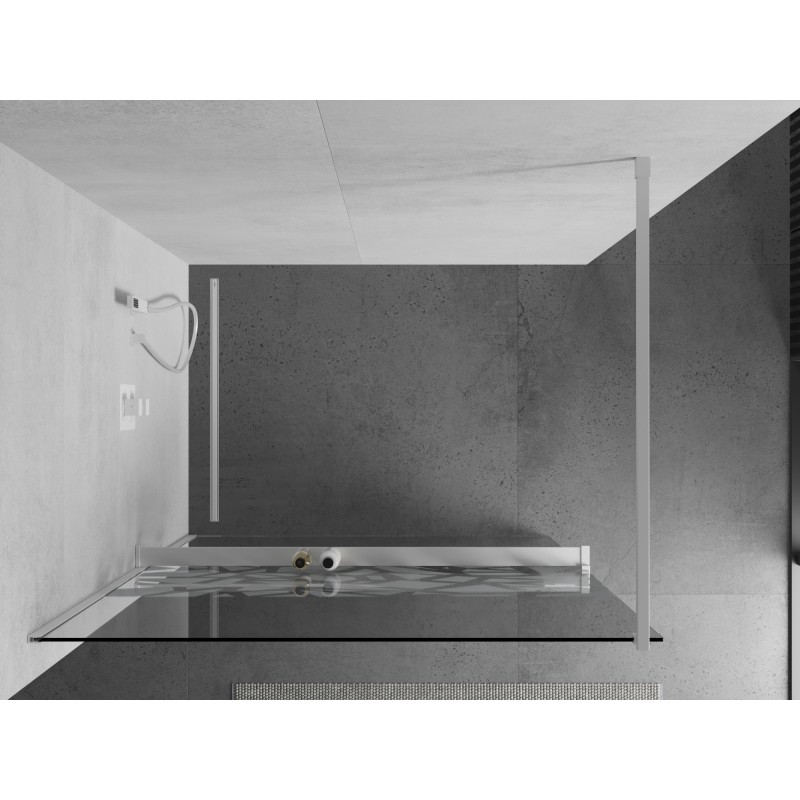 Mexen Kioto+ paroi de douche avec étagère Walk-in 80 x 200 cm, motif blanc, blanc - 800-080-121-20-85