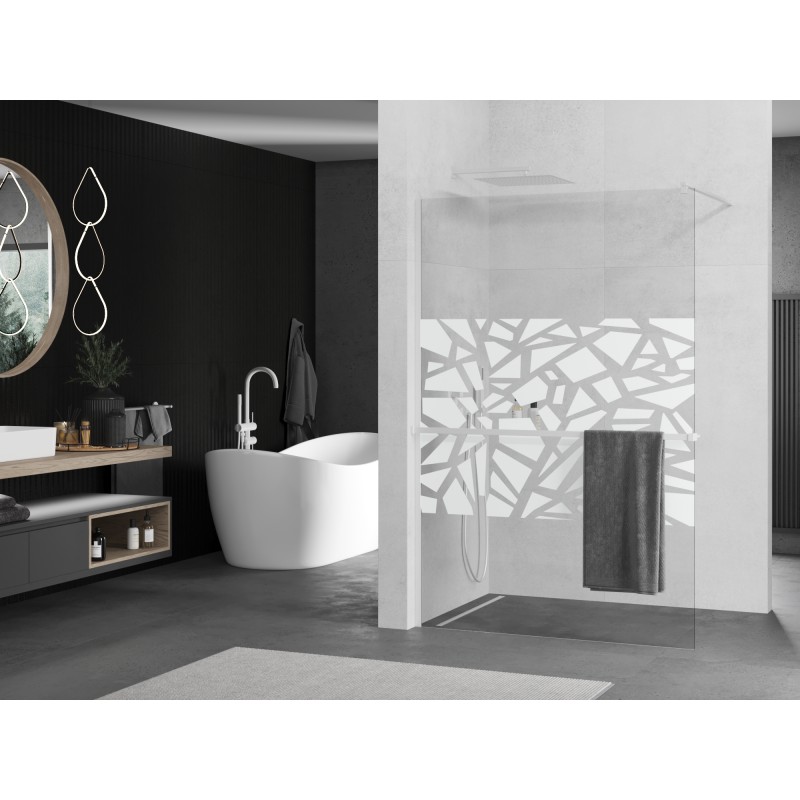 Mexen Kioto+ paroi de douche avec étagère Walk-in 90 x 200 cm, motif blanc, blanc - 800-090-121-20-85