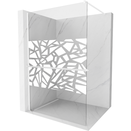 Mexen Kioto+ paroi de douche avec étagère Walk-in 100 x 200 cm, motif blanc, blanc - 800-100-121-20-85