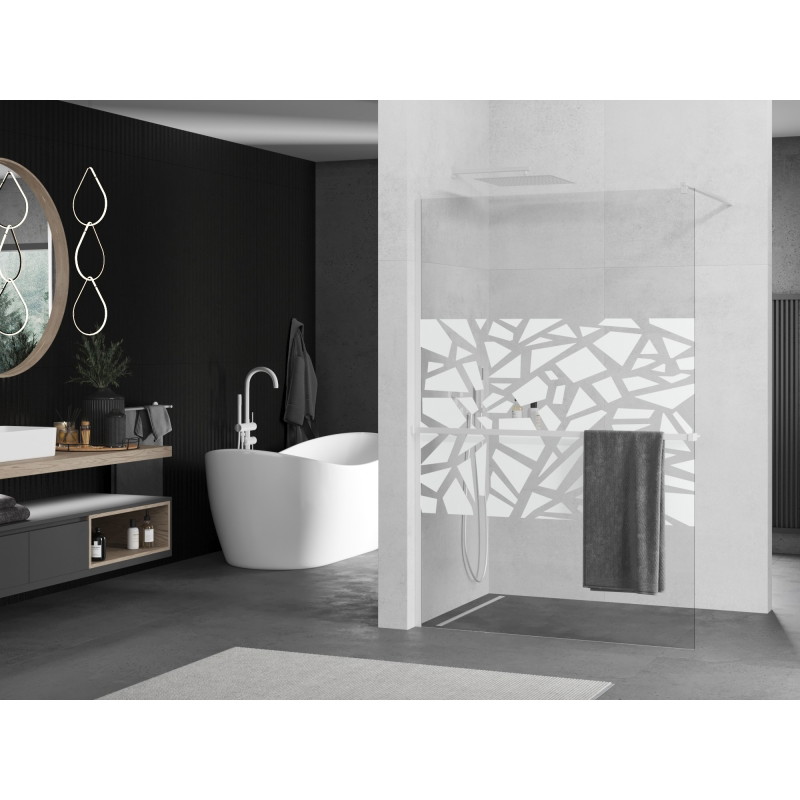 Mexen Kioto+ paroi de douche avec étagère Walk-in 110 x 200 cm, motif blanc, blanc - 800-110-121-20-85