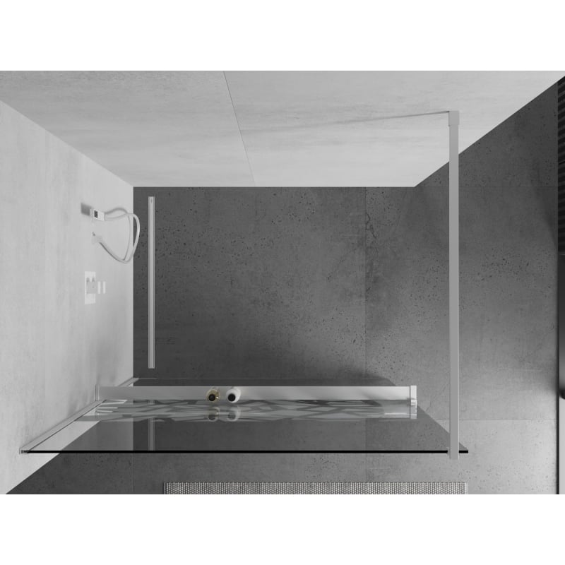 Mexen Kioto+ paroi de douche avec étagère Walk-in 110 x 200 cm, motif blanc, blanc - 800-110-121-20-85