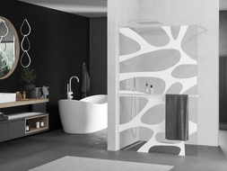 Paroi de douche Mexen Kioto+ avec étagère Walk-in 100 x 200 cm, motif blanc, blanc - 800-100-121-20-97