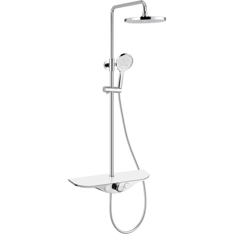 Mexen Exxo ensemble de douche en saillie avec pommeau et robinet, chrome/blanc - 78113-20