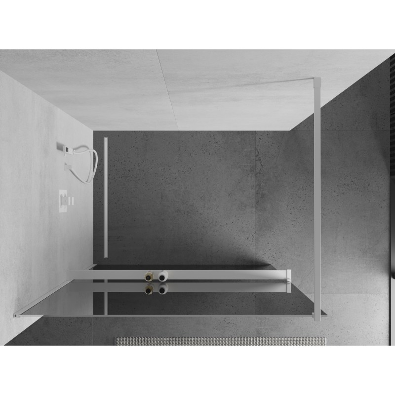 Mexen Kioto+ paroi de douche avec étagère Walk-in 80 x 200 cm, miroir, blanc - 800-080-121-20-50