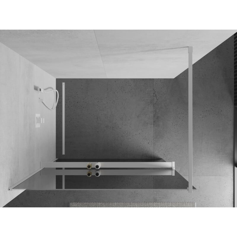 Mexen Kioto+ paroi de douche avec étagère Walk-in 110 x 200 cm, miroir, blanc - 800-110-121-20-50