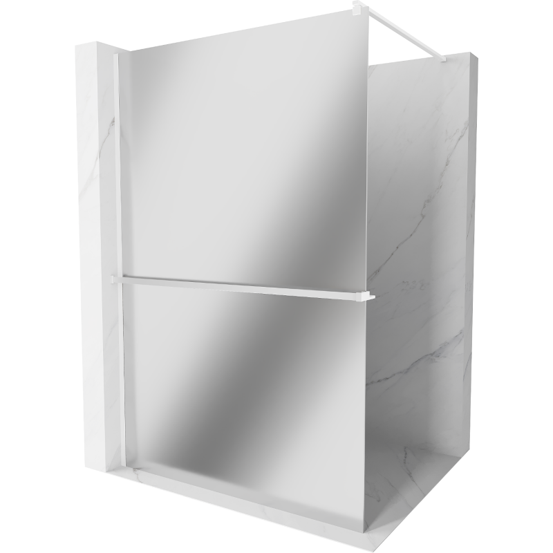 Mexen Kioto+ paroi de douche avec étagère Walk-in 140 x 200 cm, miroir, blanc - 800-140-121-20-50