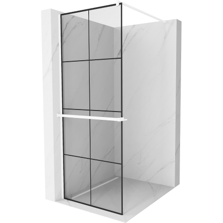 Mexen Kioto+ paroi de douche avec étagère Walk-in 70 x 200 cm, grille noire, blanche - 800-070-121-20-77