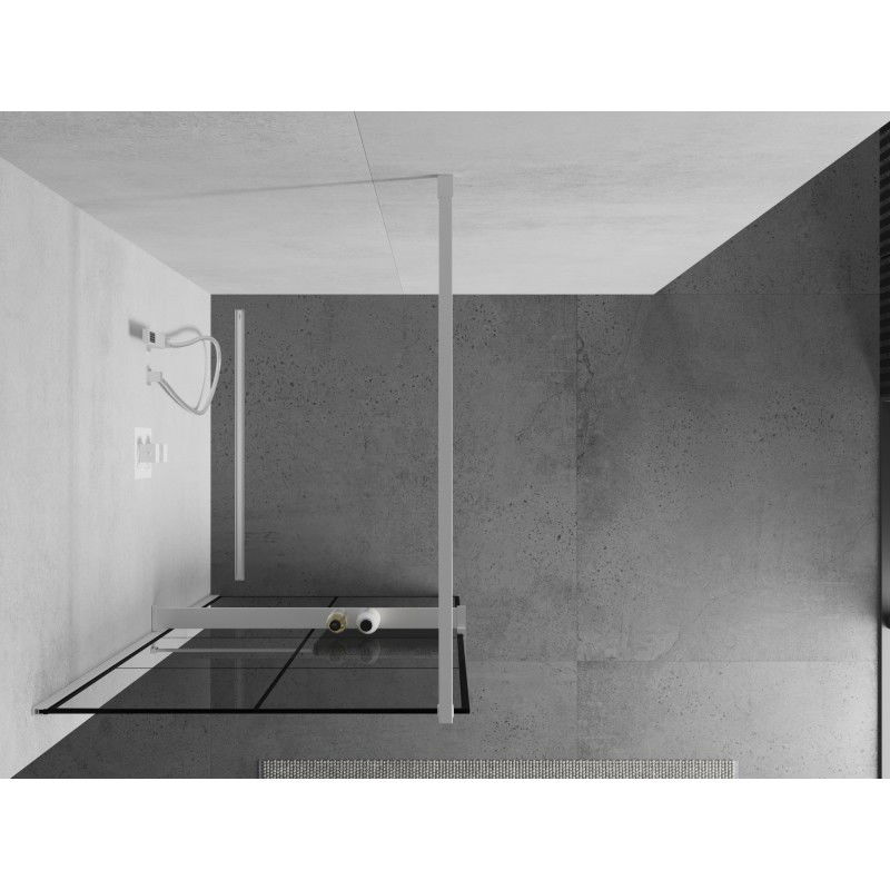 Mexen Kioto+ panneau de douche avec étagère Walk-in 80 x 200 cm, grille noire, blanc - 800-080-121-20-77